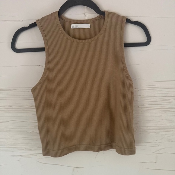 Oak + Fort Ribbed Racerback Tank | Size L | Dark Beige - Picture 2 of 6
